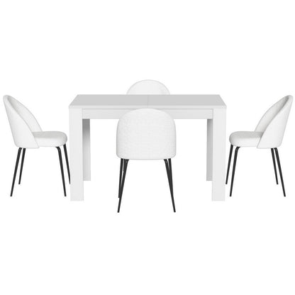 Natu 5PC Dining Table and Chairs Set - White Sherpa