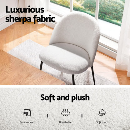 Natu 5PC Dining Table and Chairs Set - White Sherpa