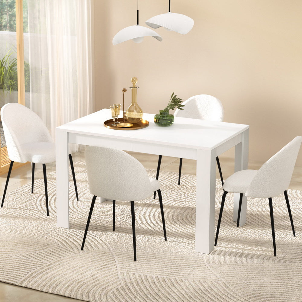 Natu 5PC Dining Table and Chairs Set - White Sherpa