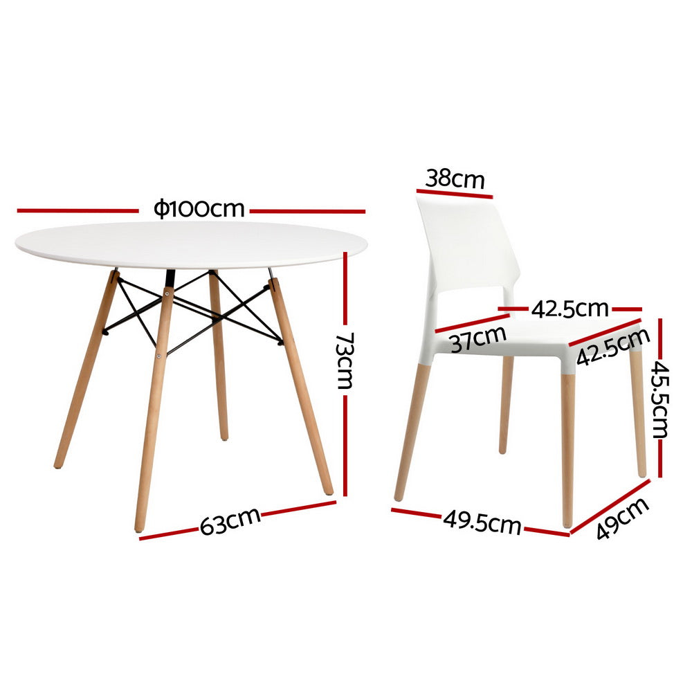Replica 5PC Dining Table and Chairs Set - Round White