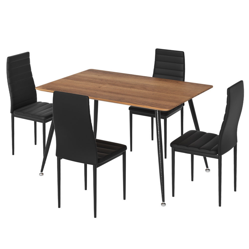 Caleb 5PC Dining Table and Chairs Set Rectangle - Pine & Black