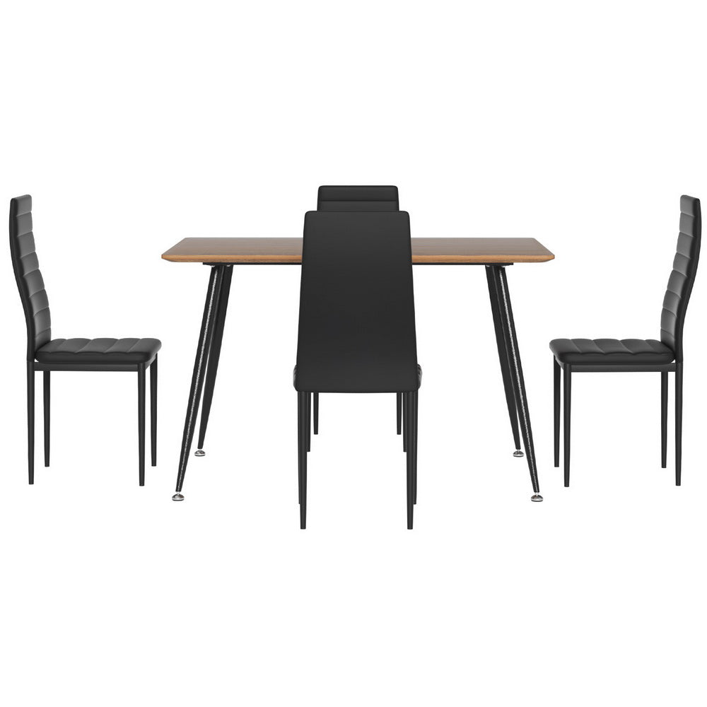 Caleb 5PC Dining Table and Chairs Set Rectangle - Pine & Black