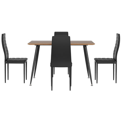 Caleb 5PC Dining Table and Chairs Set Rectangle - Pine & Black