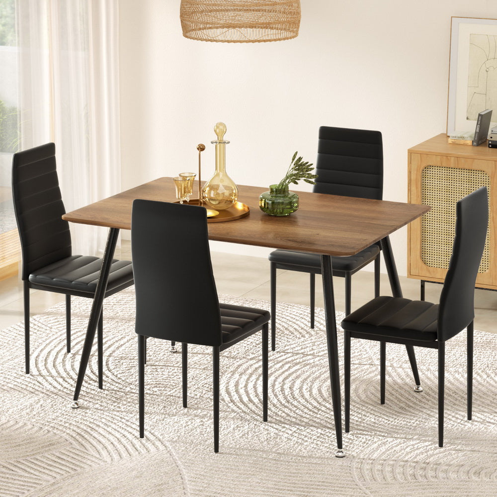 Caleb 5PC Dining Table and Chairs Set Rectangle - Pine & Black