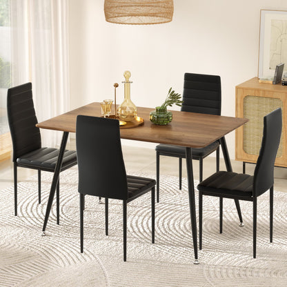Caleb 5PC Dining Table and Chairs Set Rectangle - Pine & Black