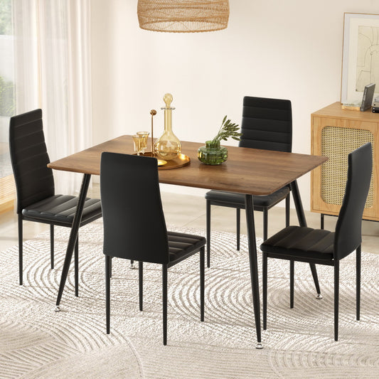 Caleb 5PC Dining Table and Chairs Set Rectangle - Pine & Black