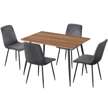 Caleb 5PC Dining Table and Chairs Set - Grey Velvet