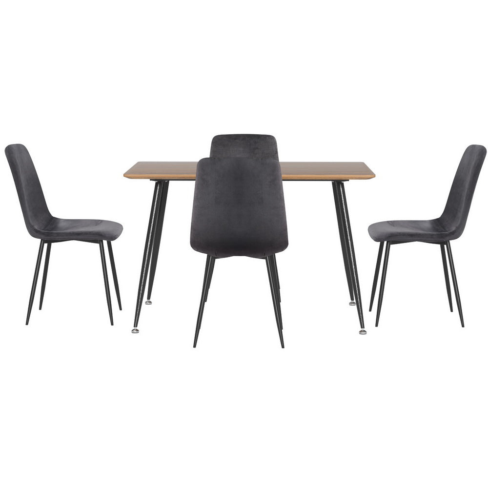 Caleb 5PC Dining Table and Chairs Set - Grey Velvet