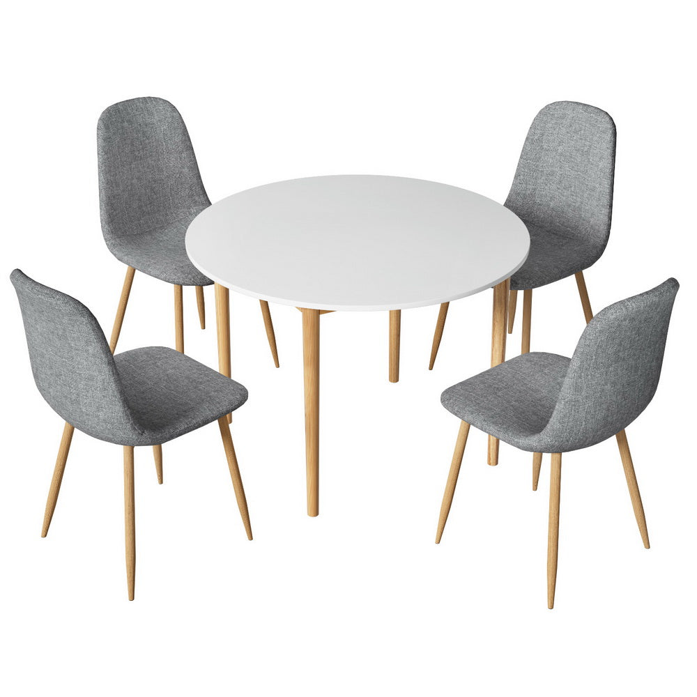 Demi 5PC Dining Table and Chairs Set - White & Grey