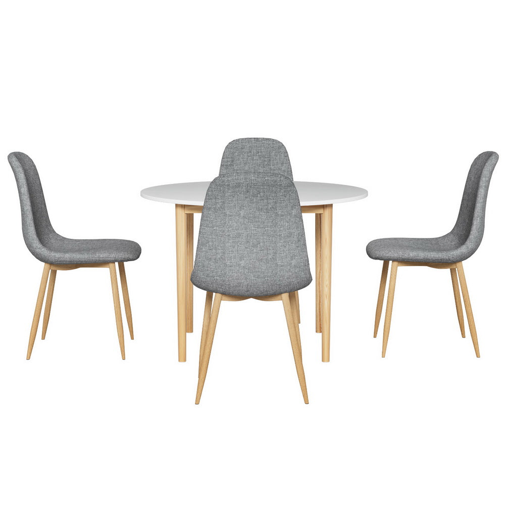 Demi 5PC Dining Table and Chairs Set - White & Grey