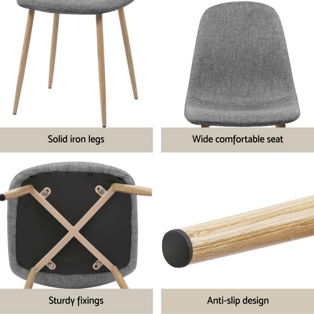 Demi 5PC Dining Table and Chairs Set - White & Grey