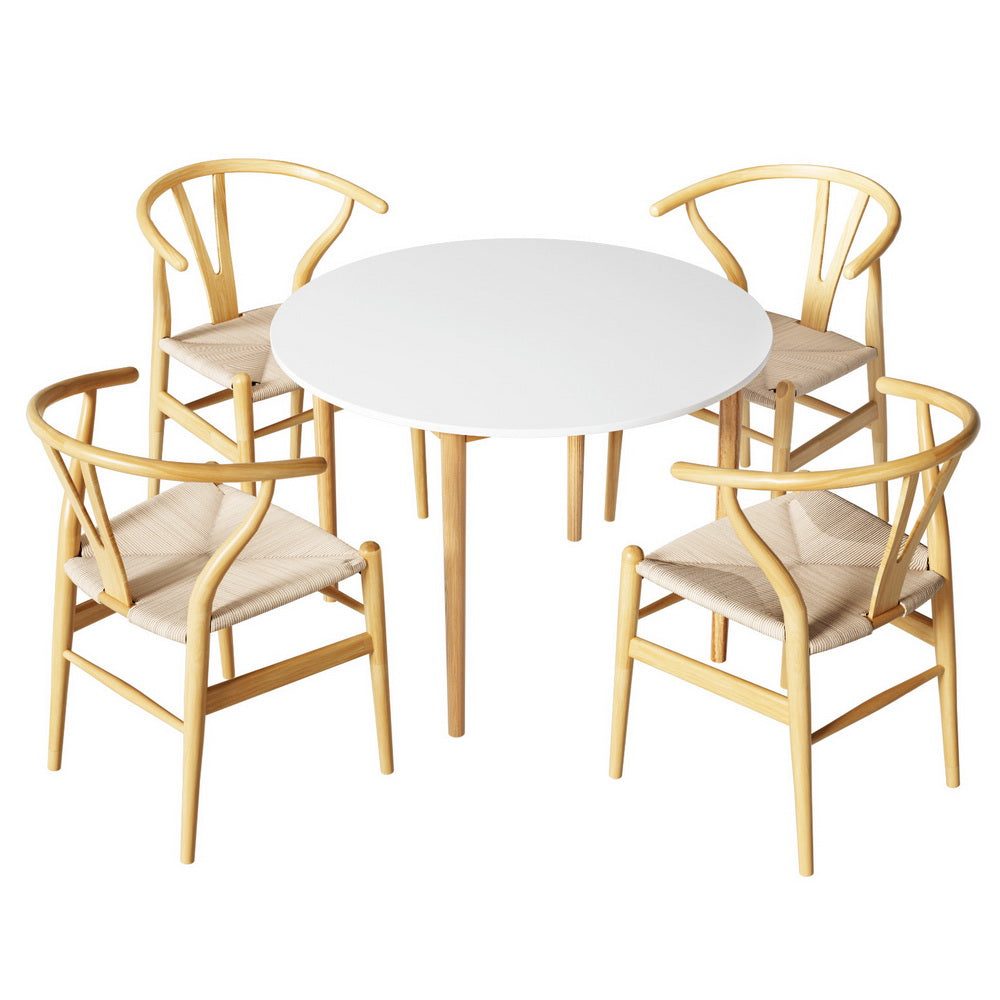 Demi 4PC Dining Table and Chairs Set - Wishbone Pine