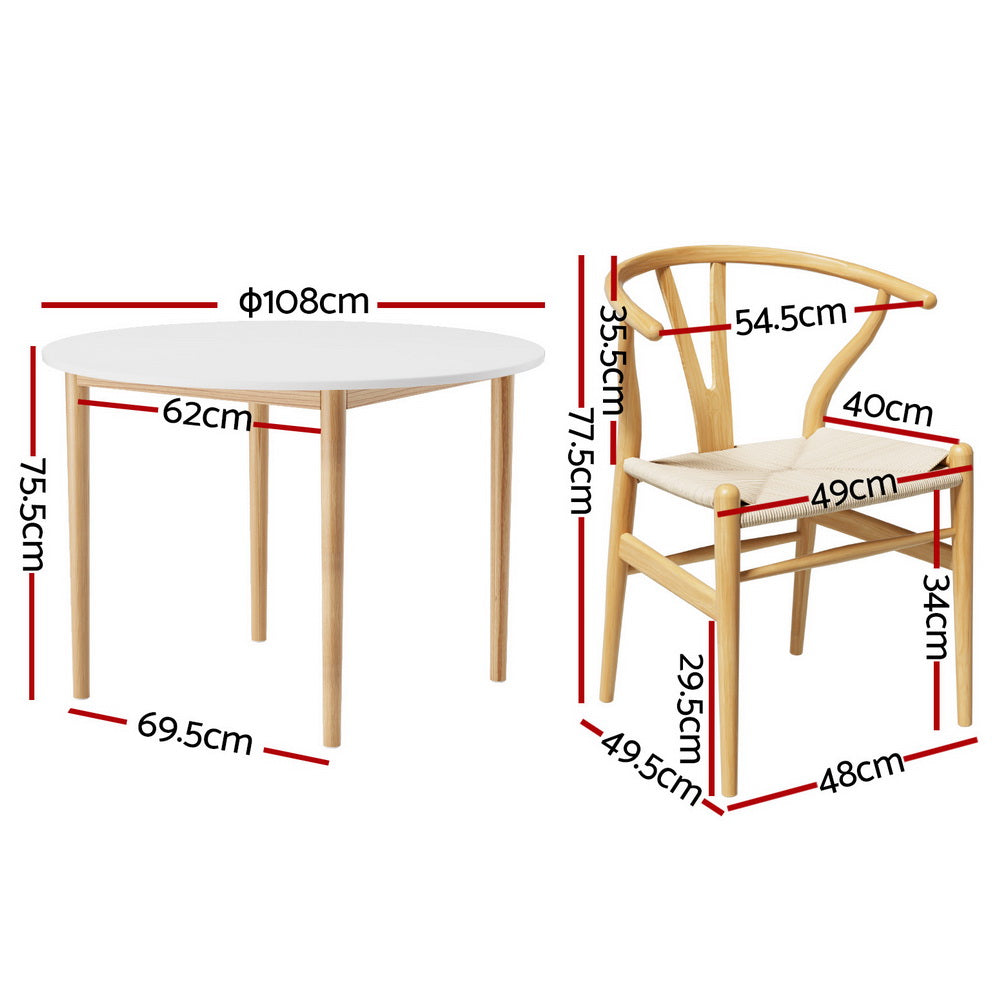 Demi 4PC Dining Table and Chairs Set - Wishbone Pine