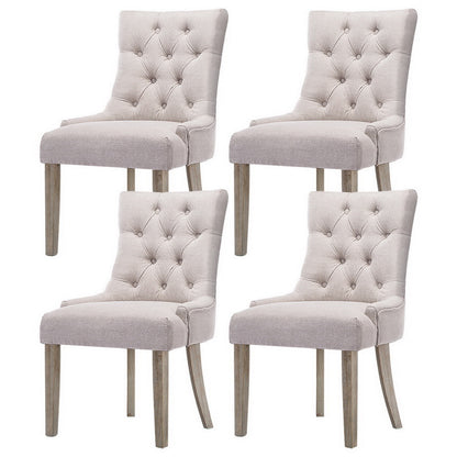 Set of 4 Cayes French Provincial Dining Chairs Linen - Beige
