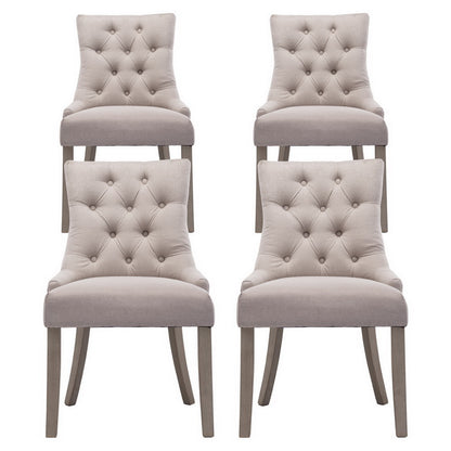 Set of 4 Cayes French Provincial Dining Chairs Linen - Beige