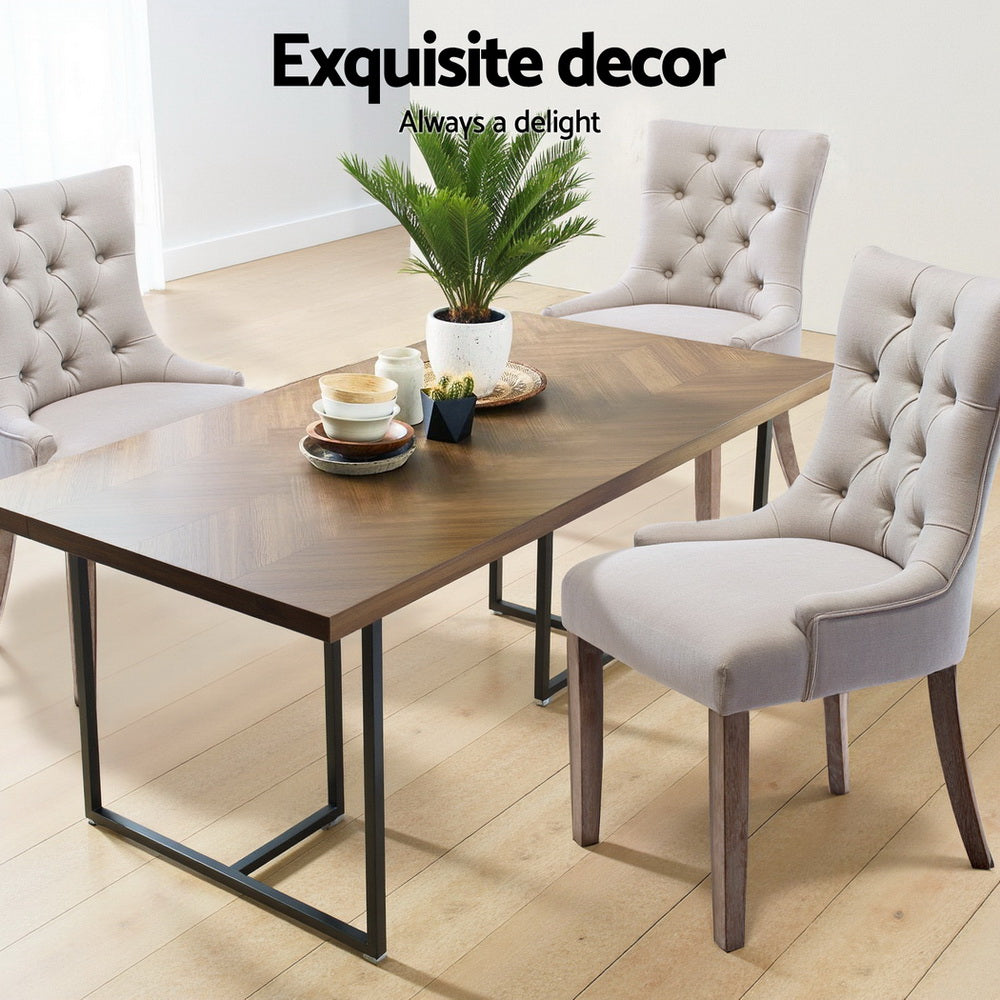 Set of 4 Cayes French Provincial Dining Chairs Linen - Beige