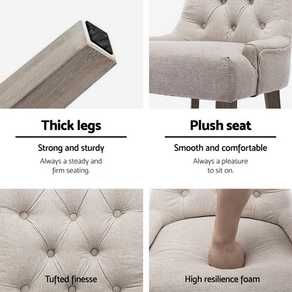 Set of 4 Cayes French Provincial Dining Chairs Linen - Beige