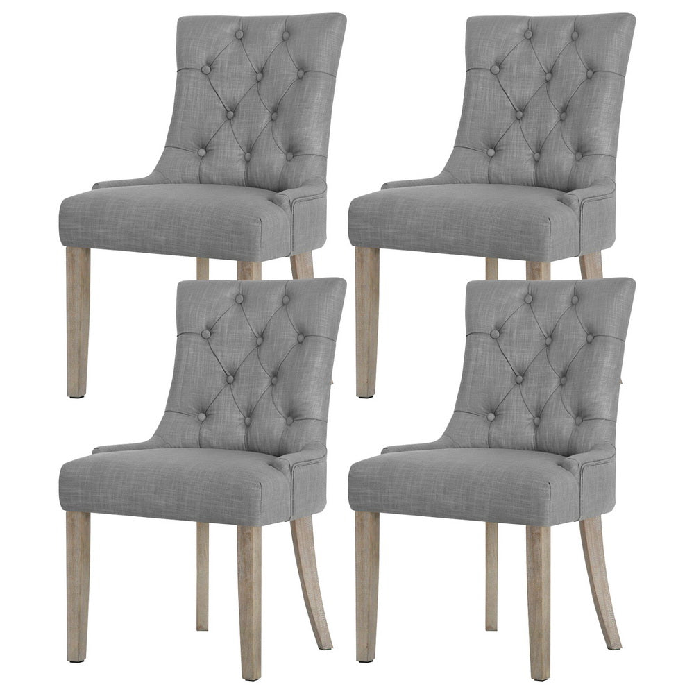 Set of 4 Cayes French Provincial Dining Chairs Linen - Grey