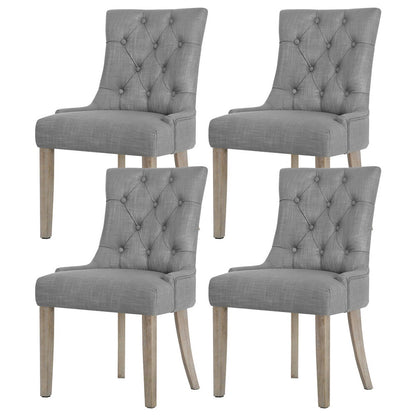 Set of 4 Cayes French Provincial Dining Chairs Linen - Grey