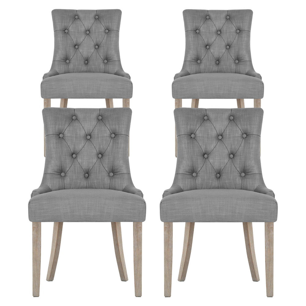 Set of 4 Cayes French Provincial Dining Chairs Linen - Grey