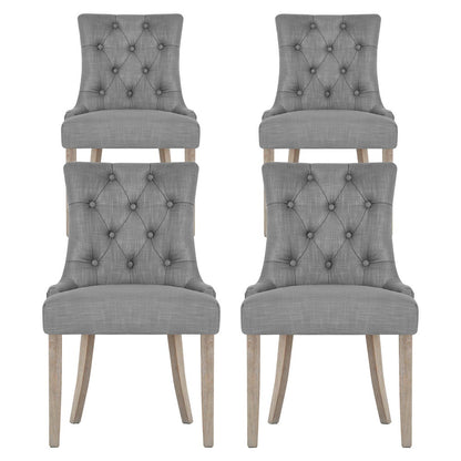 Set of 4 Cayes French Provincial Dining Chairs Linen - Grey