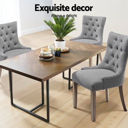 Set of 4 Cayes French Provincial Dining Chairs Linen - Grey