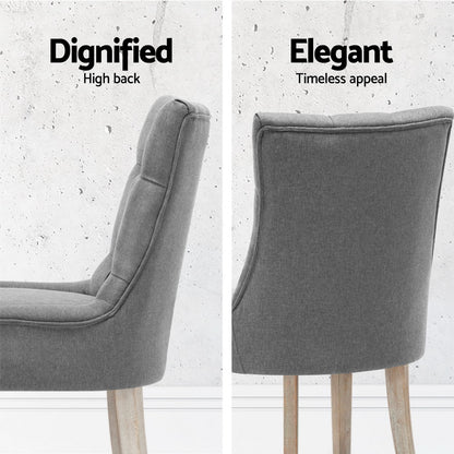 Set of 4 Cayes French Provincial Dining Chairs Linen - Grey