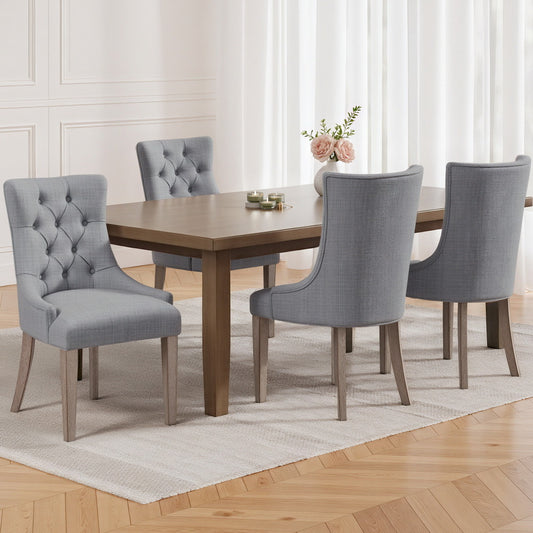 Set of 4 Cayes French Provincial Dining Chairs Linen - Grey