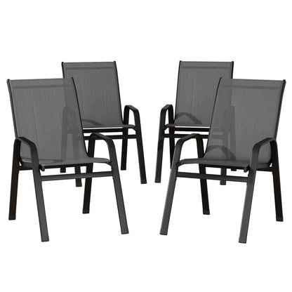 Set of 4 Outdoor Dining Chairs Stackable Lounge Chair Patio Furniture Grey