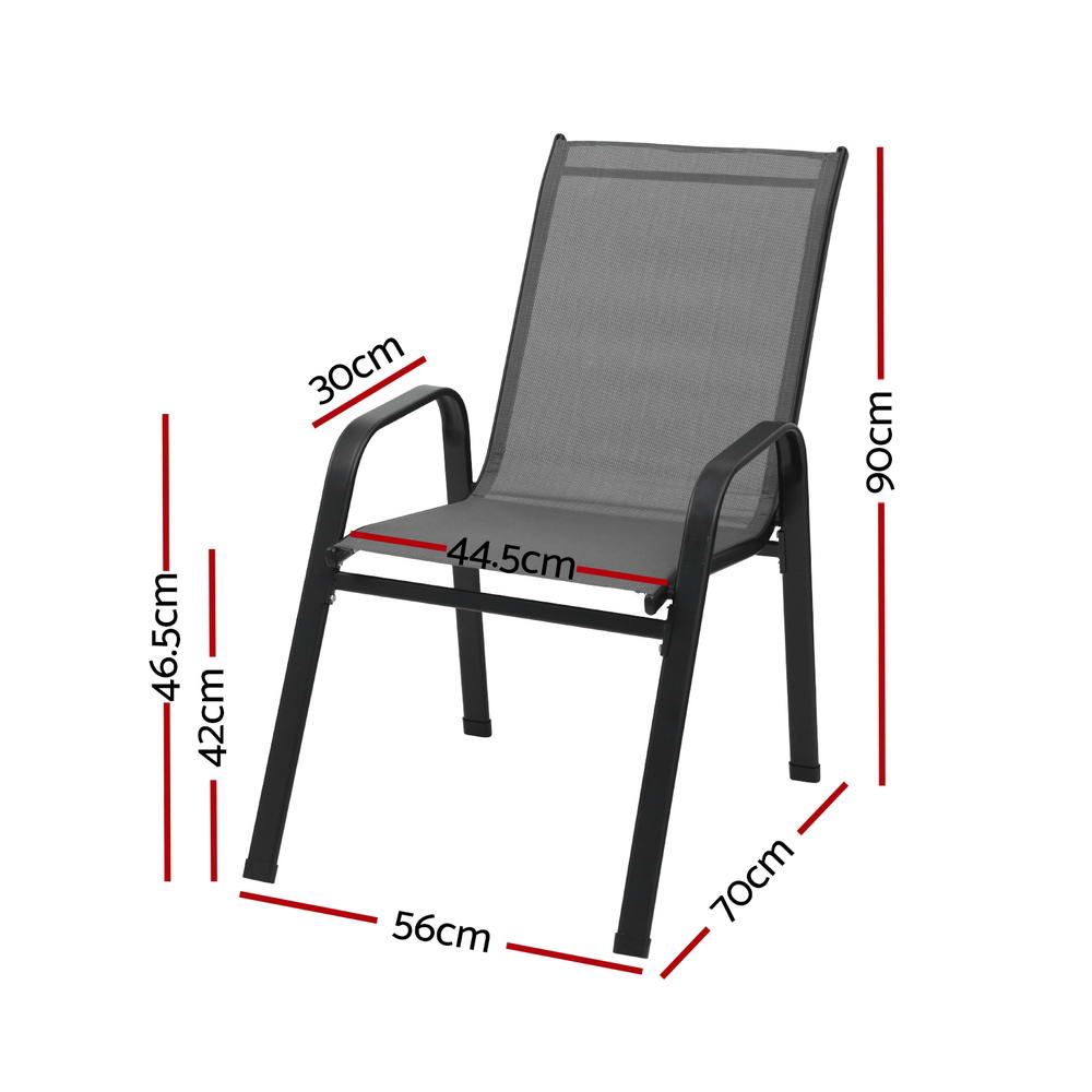 6 Piece Outdoor Dining Chairs Stackable - Grey