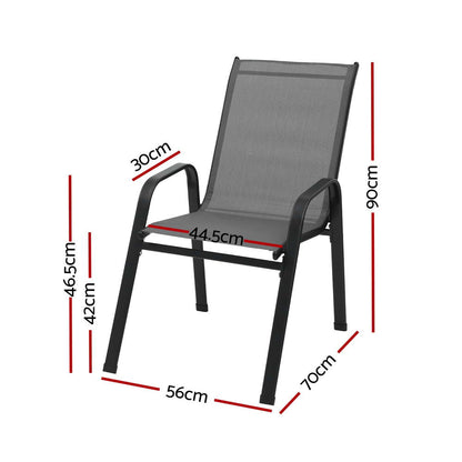6 Piece Outdoor Dining Chairs Stackable - Grey