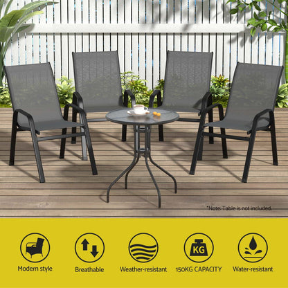 6 Piece Outdoor Dining Chairs Stackable - Grey