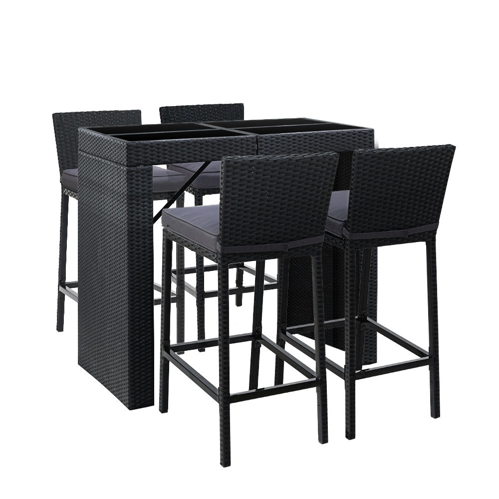 5 Piece Outdoor Wicker Bar Set