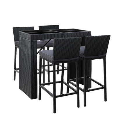 5 Piece Outdoor Wicker Bar Set
