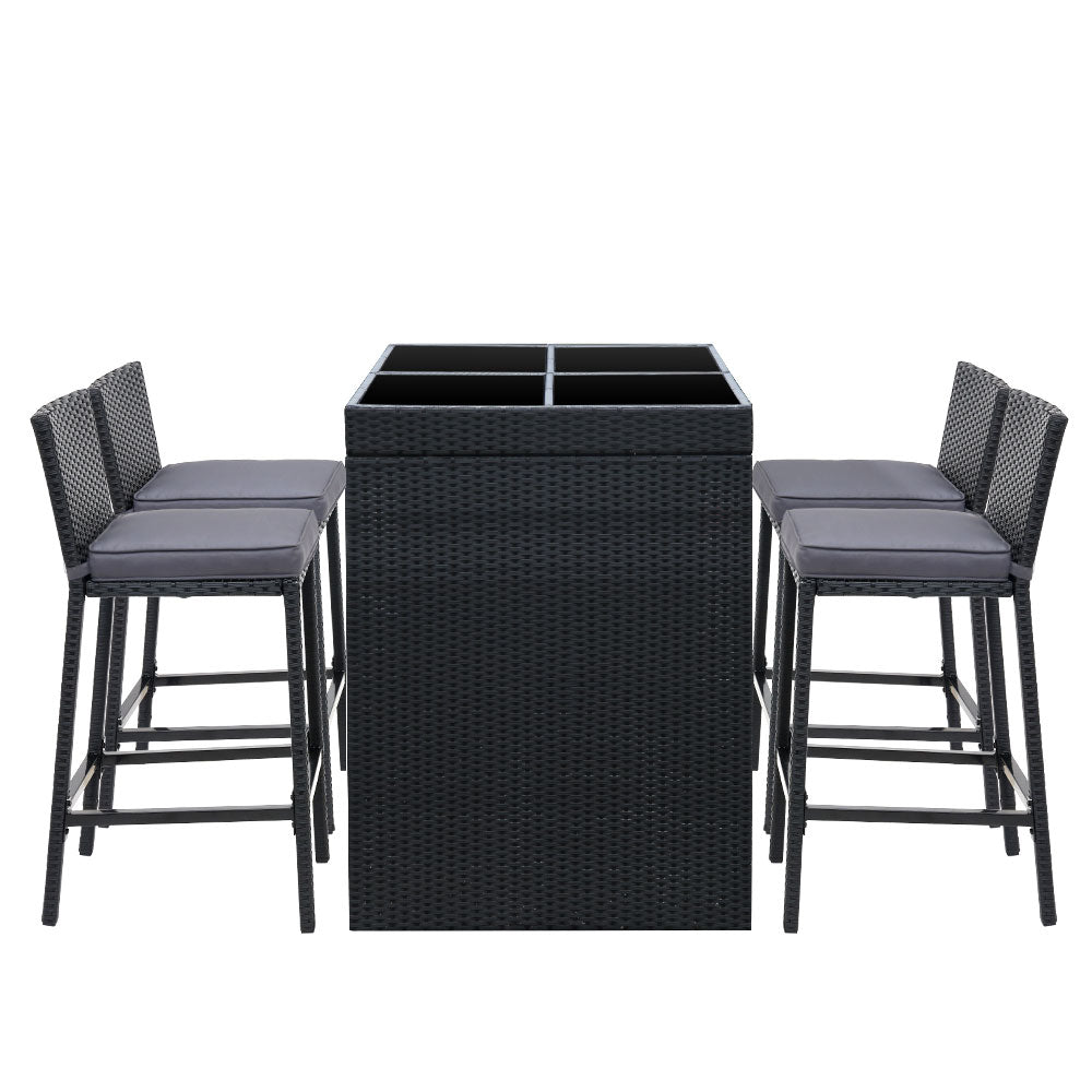 5 Piece Outdoor Wicker Bar Set