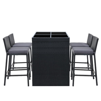 5 Piece Outdoor Wicker Bar Set