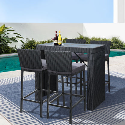 5 Piece Outdoor Wicker Bar Set