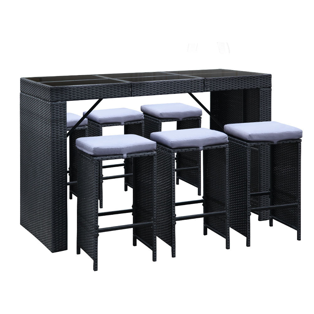 7-Piece Outdoor Wicker Bar Set