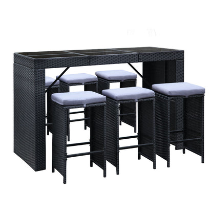 7-Piece Outdoor Wicker Bar Set