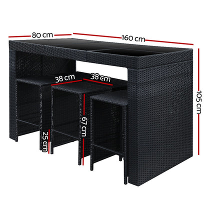 7-Piece Outdoor Wicker Bar Set