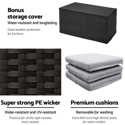 7-Piece Outdoor Wicker Bar Set