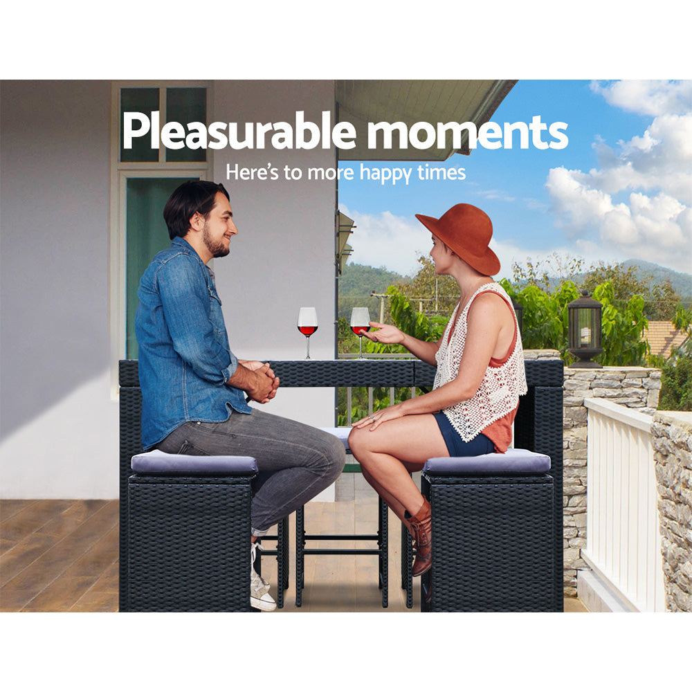 7-Piece Outdoor Wicker Bar Set