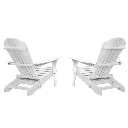 2PC Adirondack Outdoor Chairs Wood Foldable Sun Lounge Patio Furniture