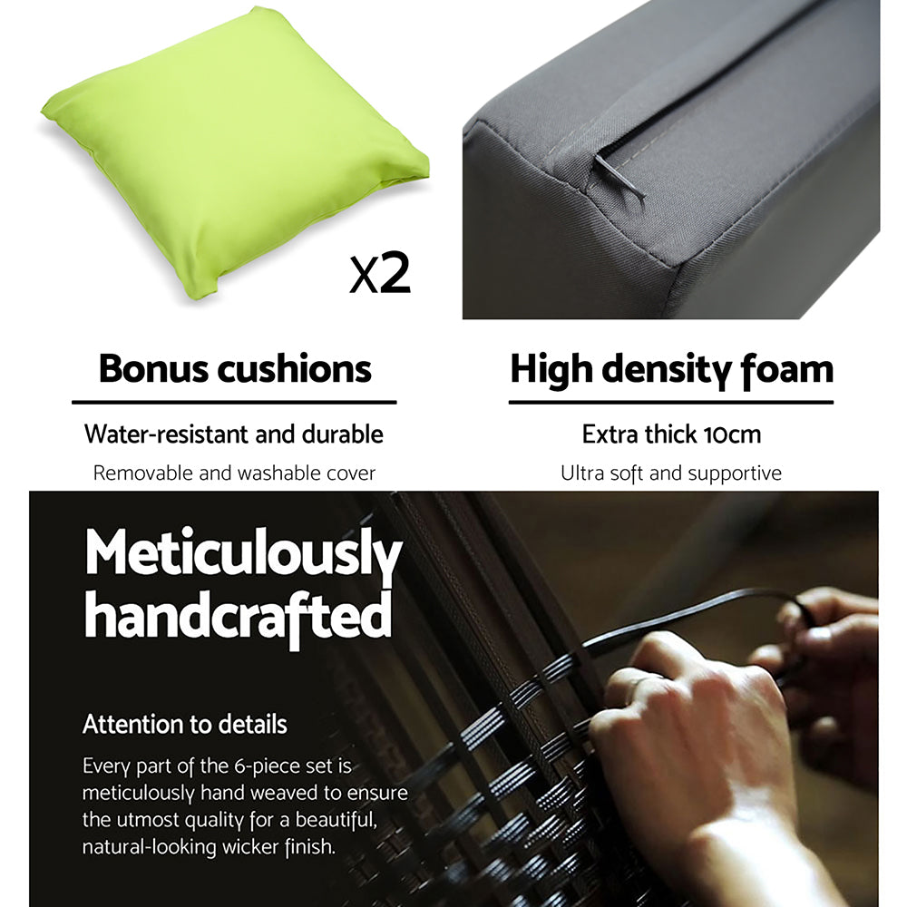 7-Piece Outdoor Wicker Sofa Set - Black