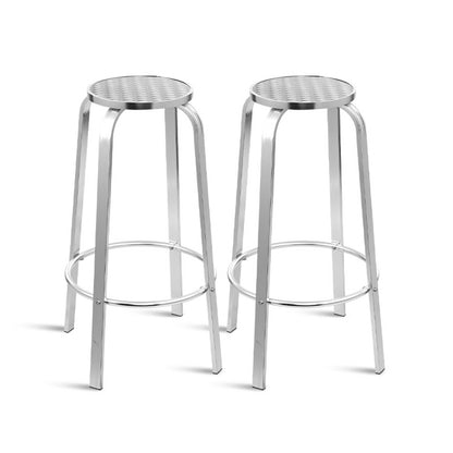 Set of 2 Outdoor Aluminum Bar Stools