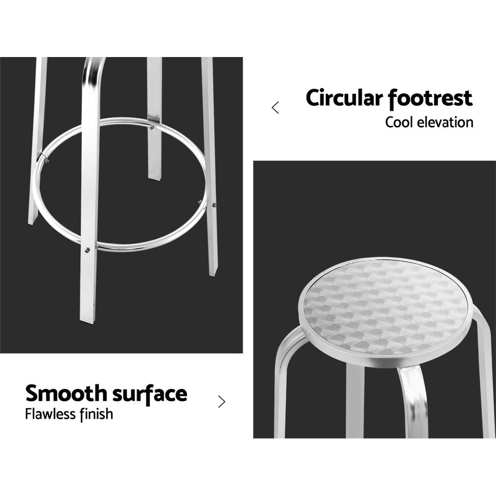 Set of 2 Outdoor Aluminum Bar Stools