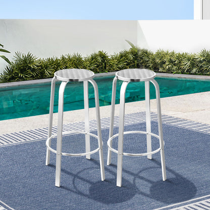 Set of 2 Outdoor Aluminum Bar Stools