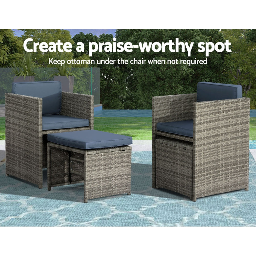 11 Piece Outdoor Wicker Dining Set - Grey