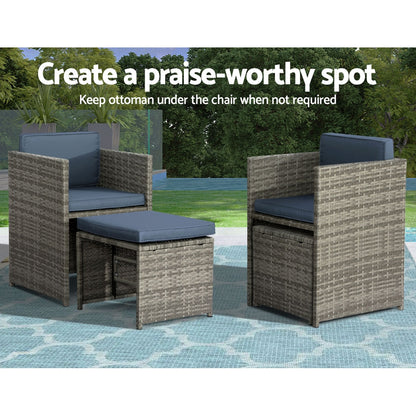 11 Piece Outdoor Wicker Dining Set - Grey