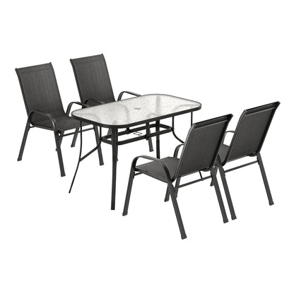 5PC Outdoor Dining Set Table and Chairs Patio Furniture Bistro Set Garden Black
